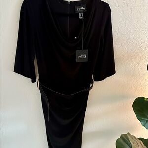 Joseph Ribkoff Elegant Black Draped Dress - Size 8